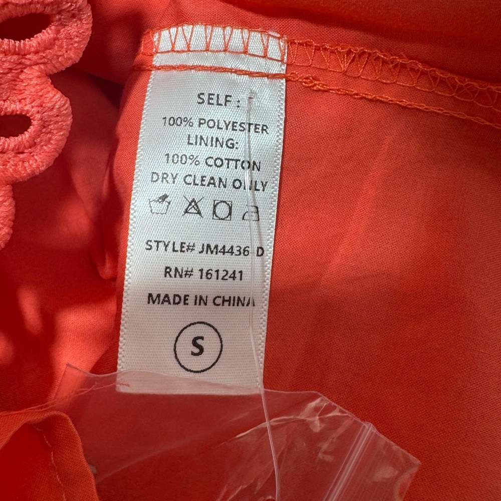 NWT $168 J Marie Seraphina Lace Dress Bright Coral Floral Lined Flare Slv Sz S - Picture 7 of 7